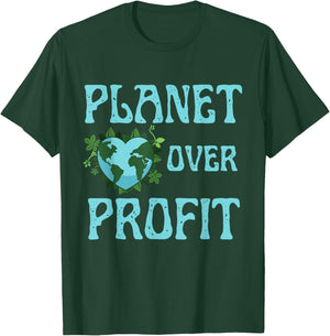 Planet Over Profit Climate Change Earth Day Global Warming T-Shirt - T-Shirt | Forest