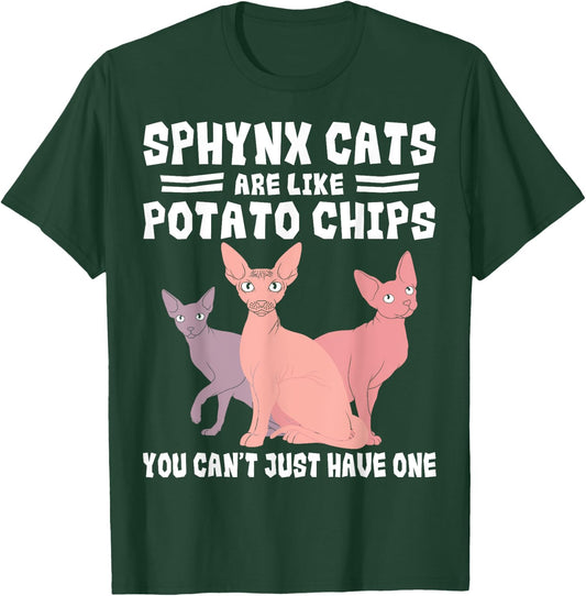 Sphynx Cat Potato Chips Lover Breeder Pet Owner Men Women Girls Kids T-Shirt - T-Shirt | Forest