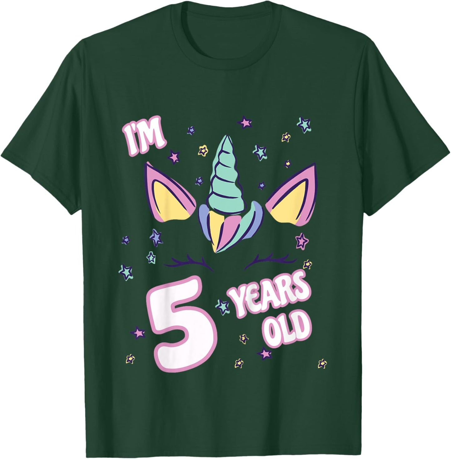 Unicorn 5th birthday i'm 5 years old girl unicorn design T-Shirt - T-Shirt | Forest