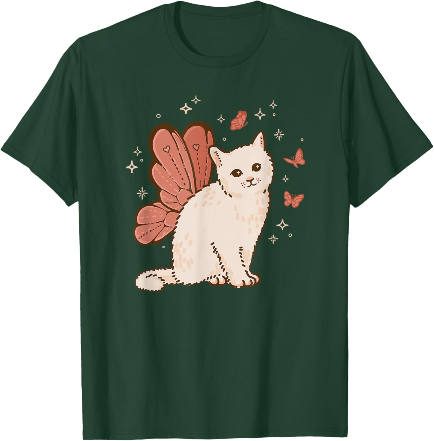 Fairycore Cute Butterfly Fairy Wings Cat Grunge Aesthetic T-Shirt - T-Shirt | Forest