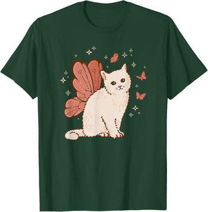 Fairycore Cute Butterfly Fairy Wings Cat Grunge Aesthetic T-Shirt - T-Shirt | Forest