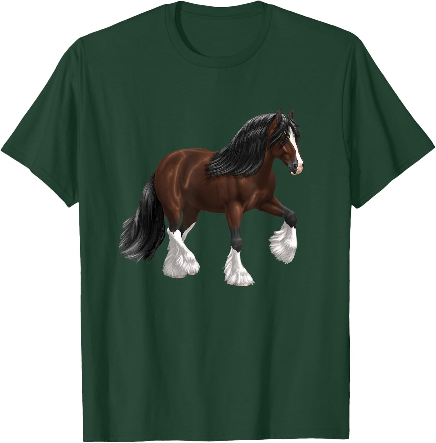 Brown & White Gypsy Vanner Bay Draft Horse Trotting T-Shirt - T-Shirt | Forest