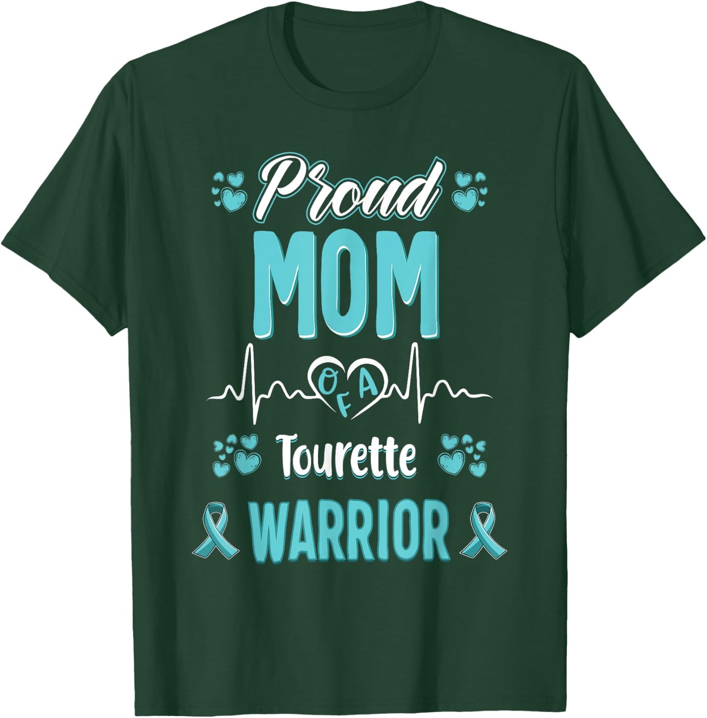 proud Mom Tourette syndrome warrior awareness ribbon T-Shirt - T-Shirt | Forest
