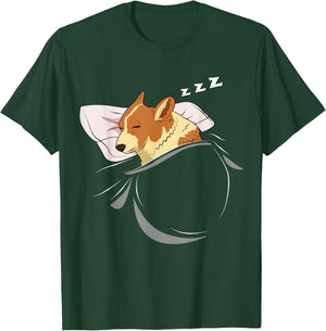 Corgi Sleeping Animal Pajamas Nap PJs Outfit Gift Corgi T-Shirt - T-Shirt | Forest