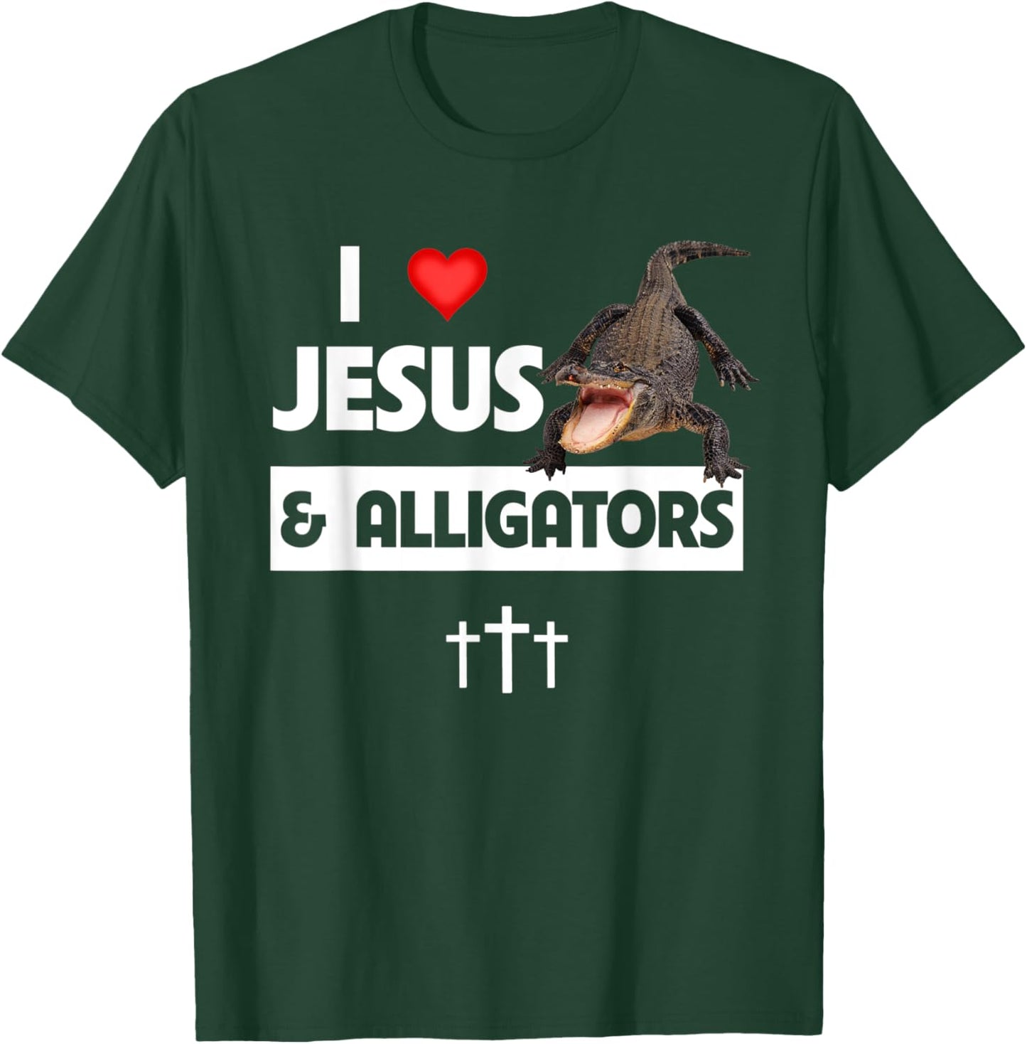 I Love Jesus and Alligators Reptile Christian Sunday Church T-Shirt - T-Shirt | Forest