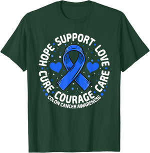 Colorectal Cancer Family Support Blue Colon Cancer Awareness T-Shirt - T-Shirt | Forest