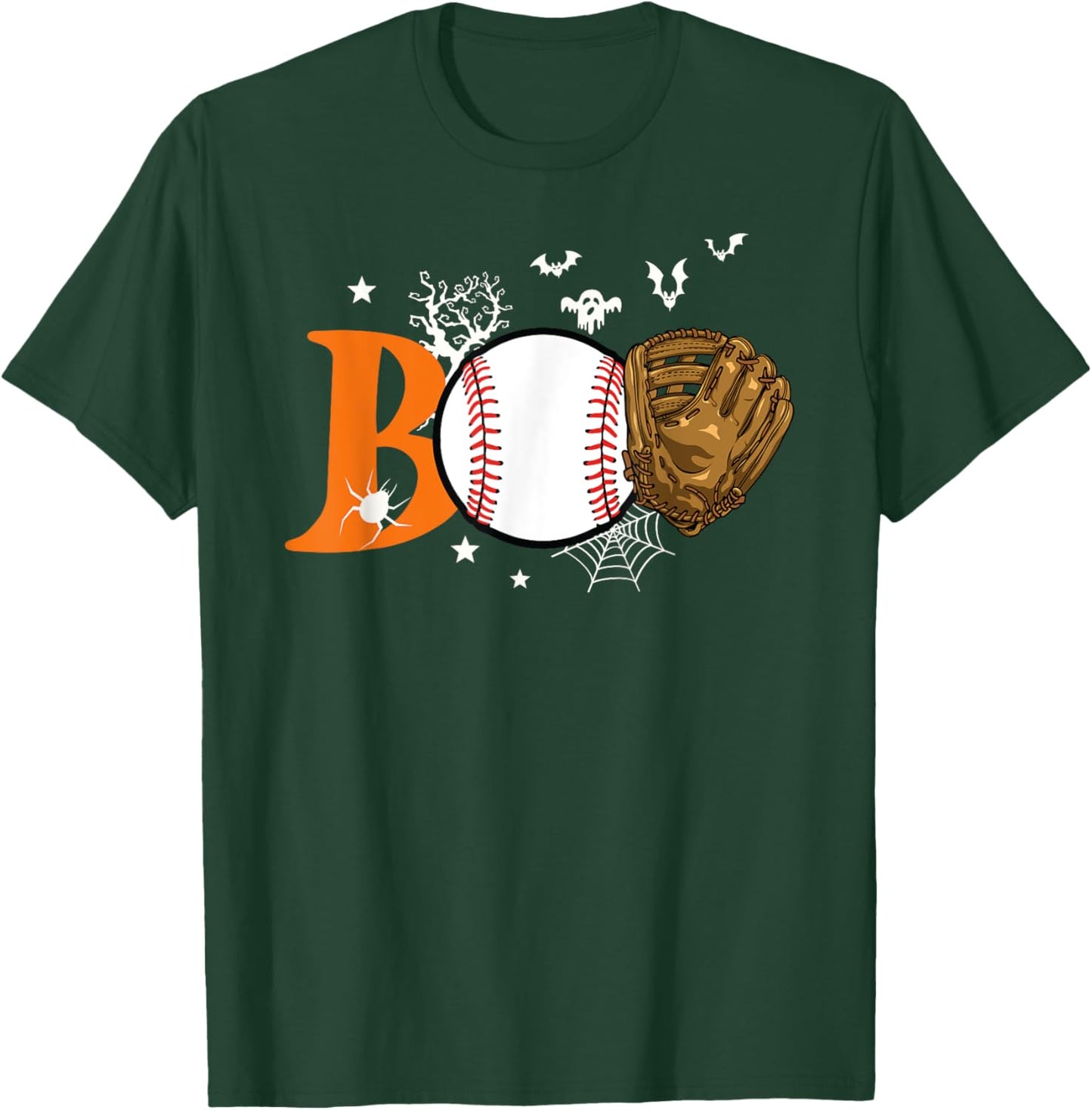 Boo Baseball Halloween Player Catcher Pitcher Spooky Season T-Shirt - T-Shirt | Forest