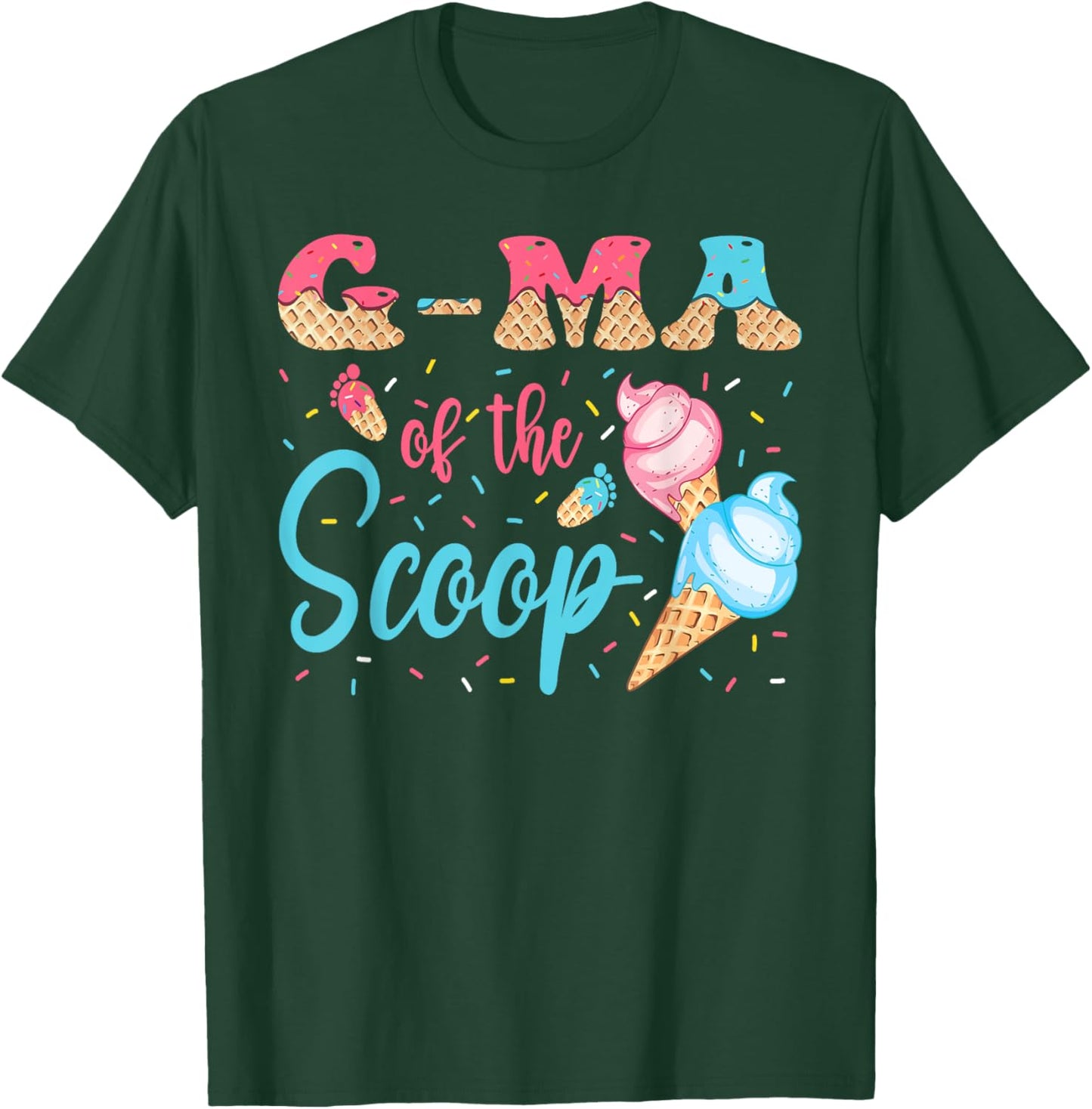 G-Ma Of The Scoop Ice Cream Gender Reveal Baby Shower T-Shirt - T-Shirt | Forest
