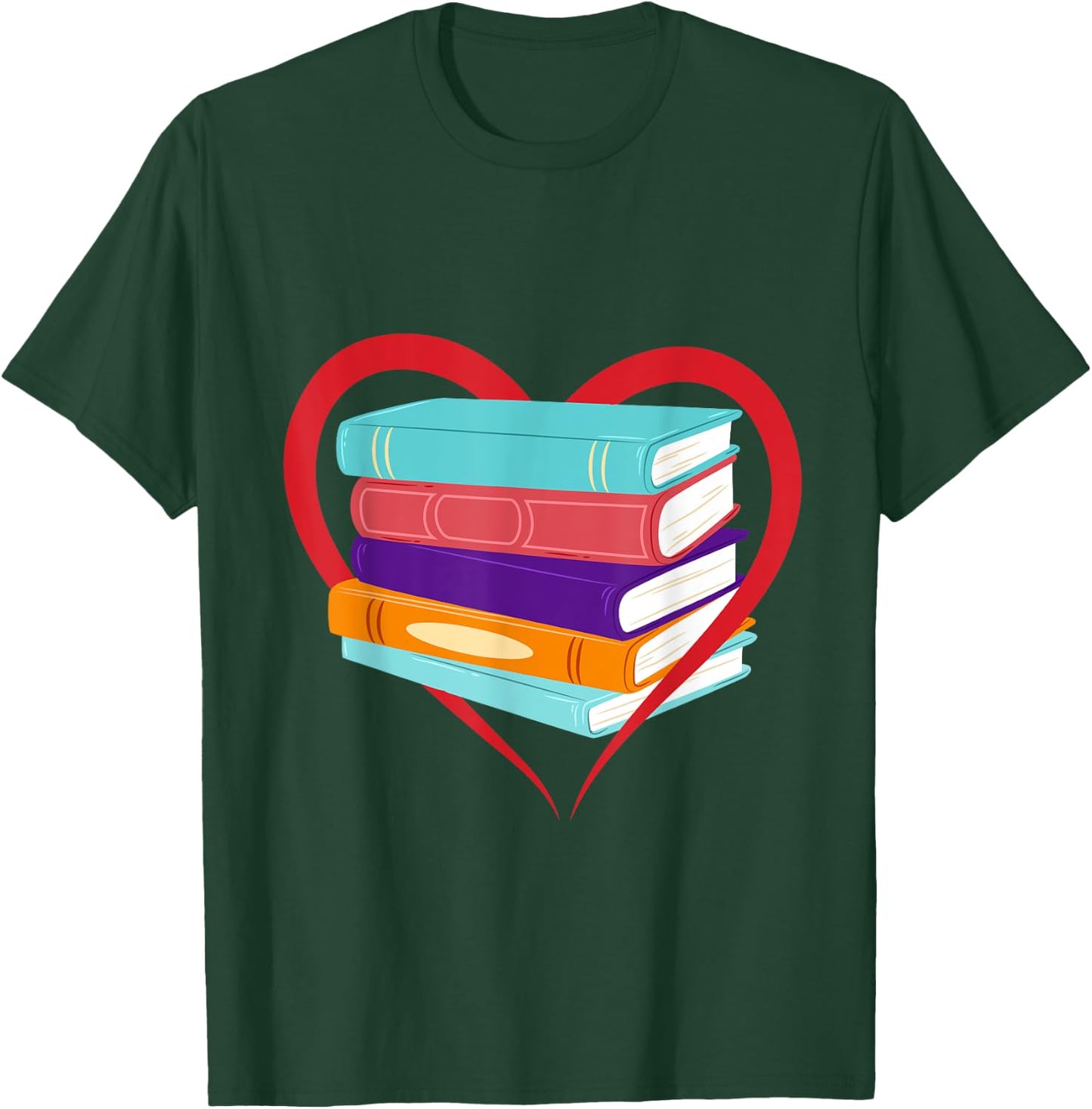 I Love Reading Book Heart Love Books Gift Library T-Shirt - T-Shirt | Forest