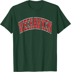 Weehawken Arched Red Text T-Shirt - T-Shirt | Forest