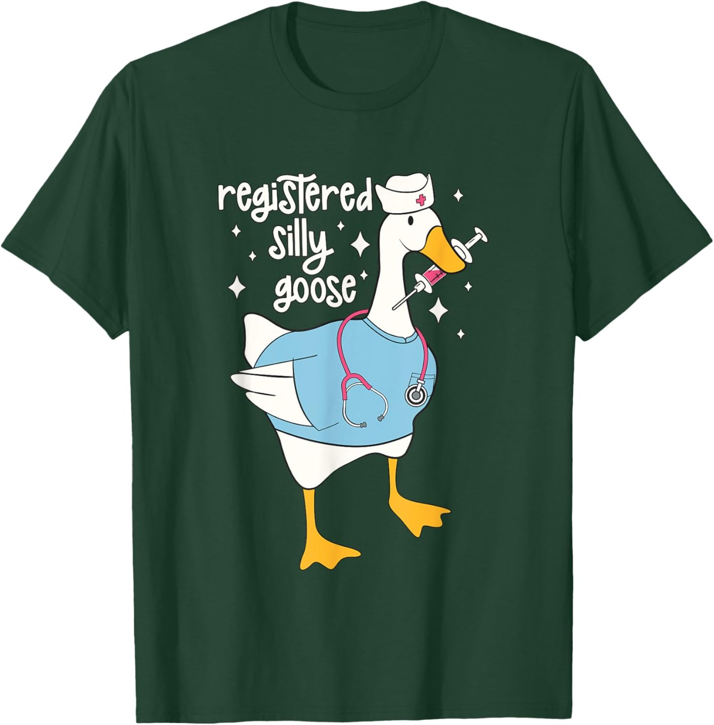 Funny Silly Animal Goose Lover Gifts - Registered Silly Goose Nurse - -Adults - Black - Small - Short Sleeve - Modern Cartoon T-Shirt - T-Shirt | Forest