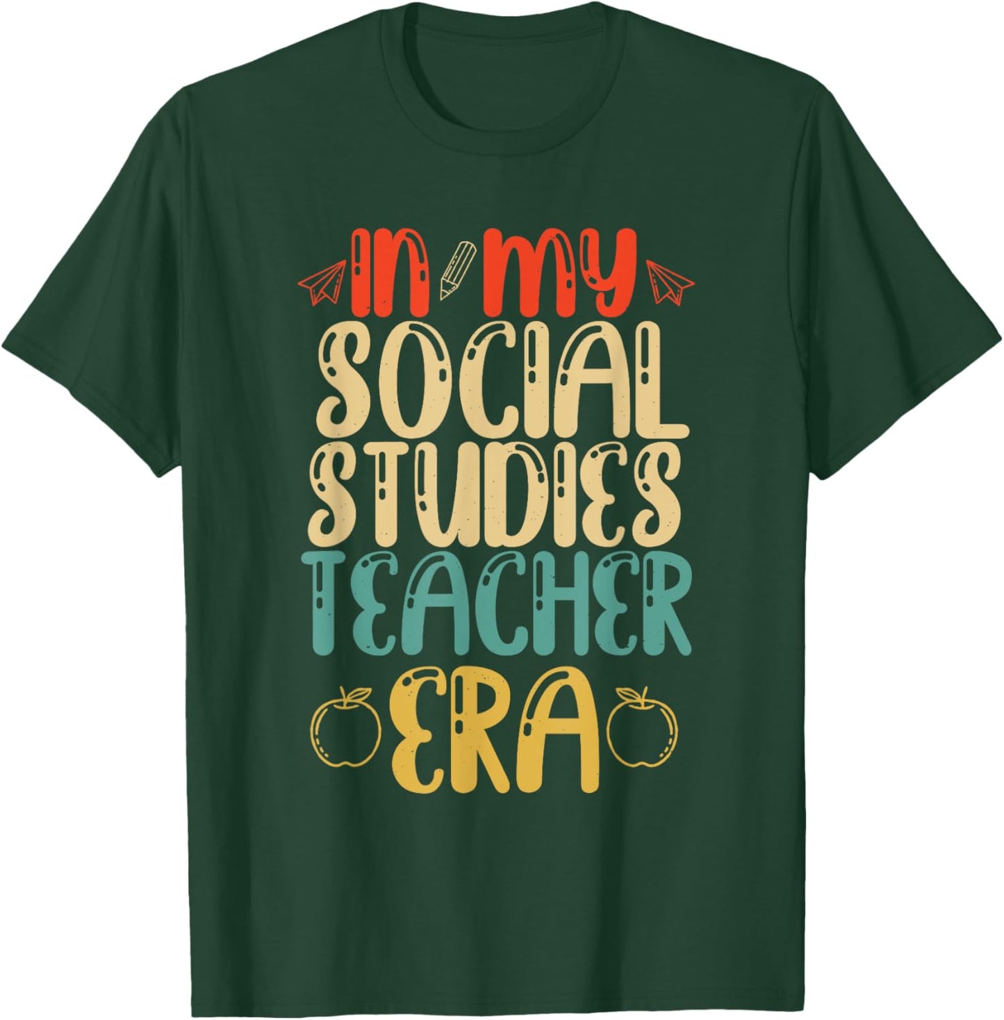 In My Social Studies Teachers Era Vintage Back To School T-Shirt - T-Shirt | Forest