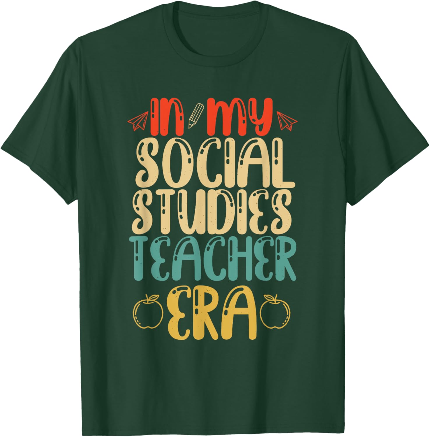 In My Social Studies Teachers Era Vintage Back To School T-Shirt - T-Shirt | Forest