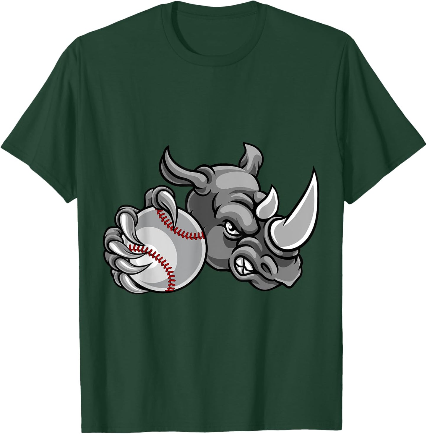 Rhino Baseball Ball Sports Mascot T-Shirt - T-Shirt | Forest
