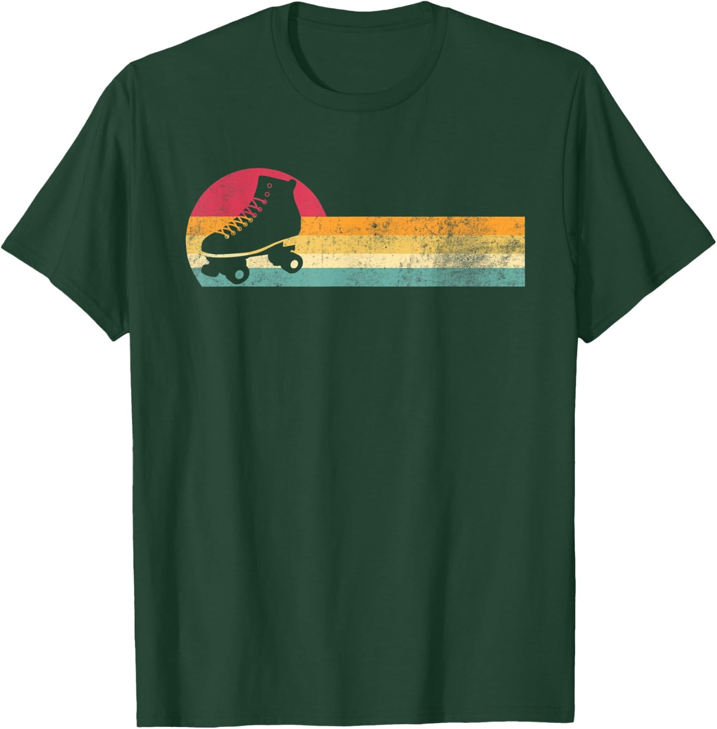 Retro Vintage Rollerskates Silhouette Roller Skating 80s 70s T-Shirt - T-Shirt | Forest