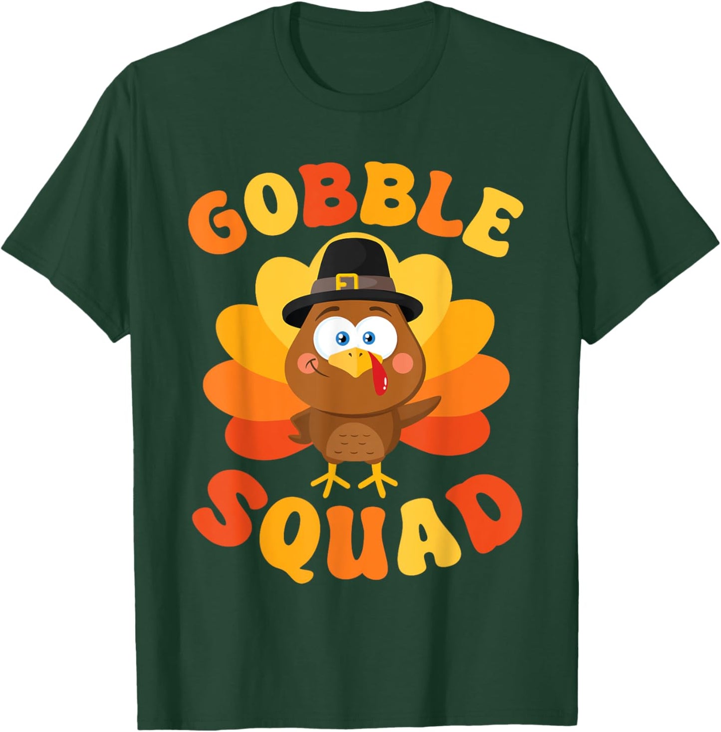 Gobble Squad Cute Turkey Thanksgiving T-Shirt - T-Shirt | Forest