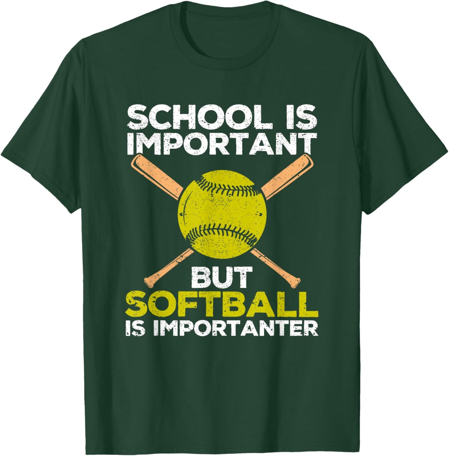 School is Important but Softball Is Importanter Girls T-Shirt - T-Shirt | Forest