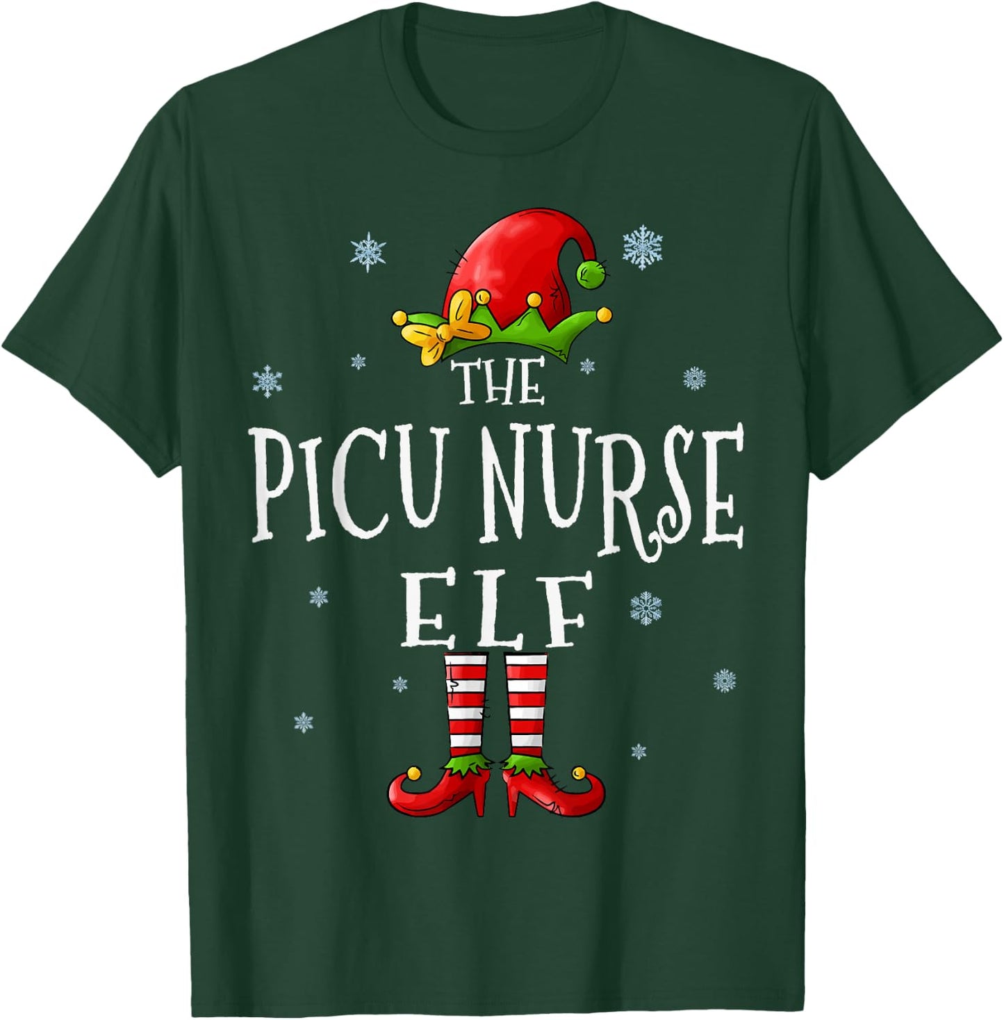 The Picu Nurse Elf Squad Funny Groupe Matching Christmas T-Shirt - T-Shirt | Forest