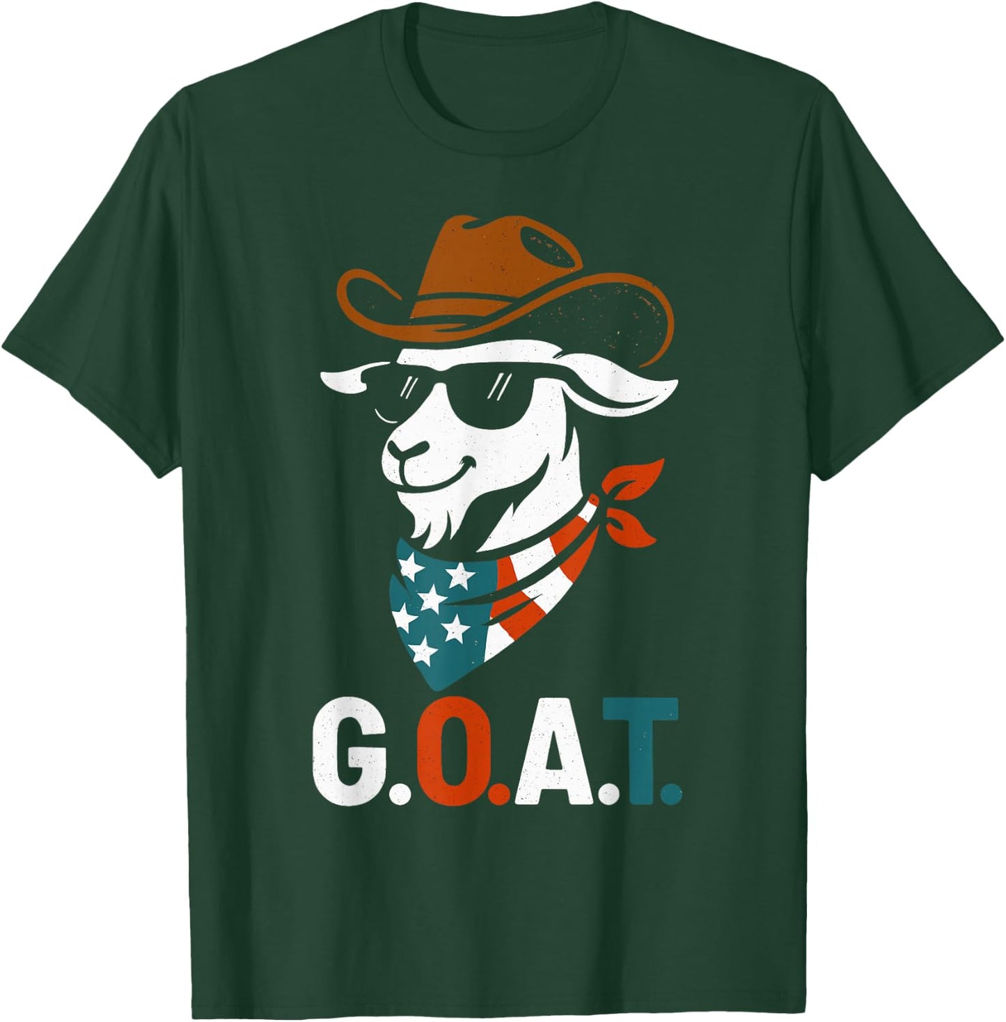 USA 'Merica Goat 4th of July Men Women Kids Funny Patriotic T-Shirt - T-Shirt | Forest