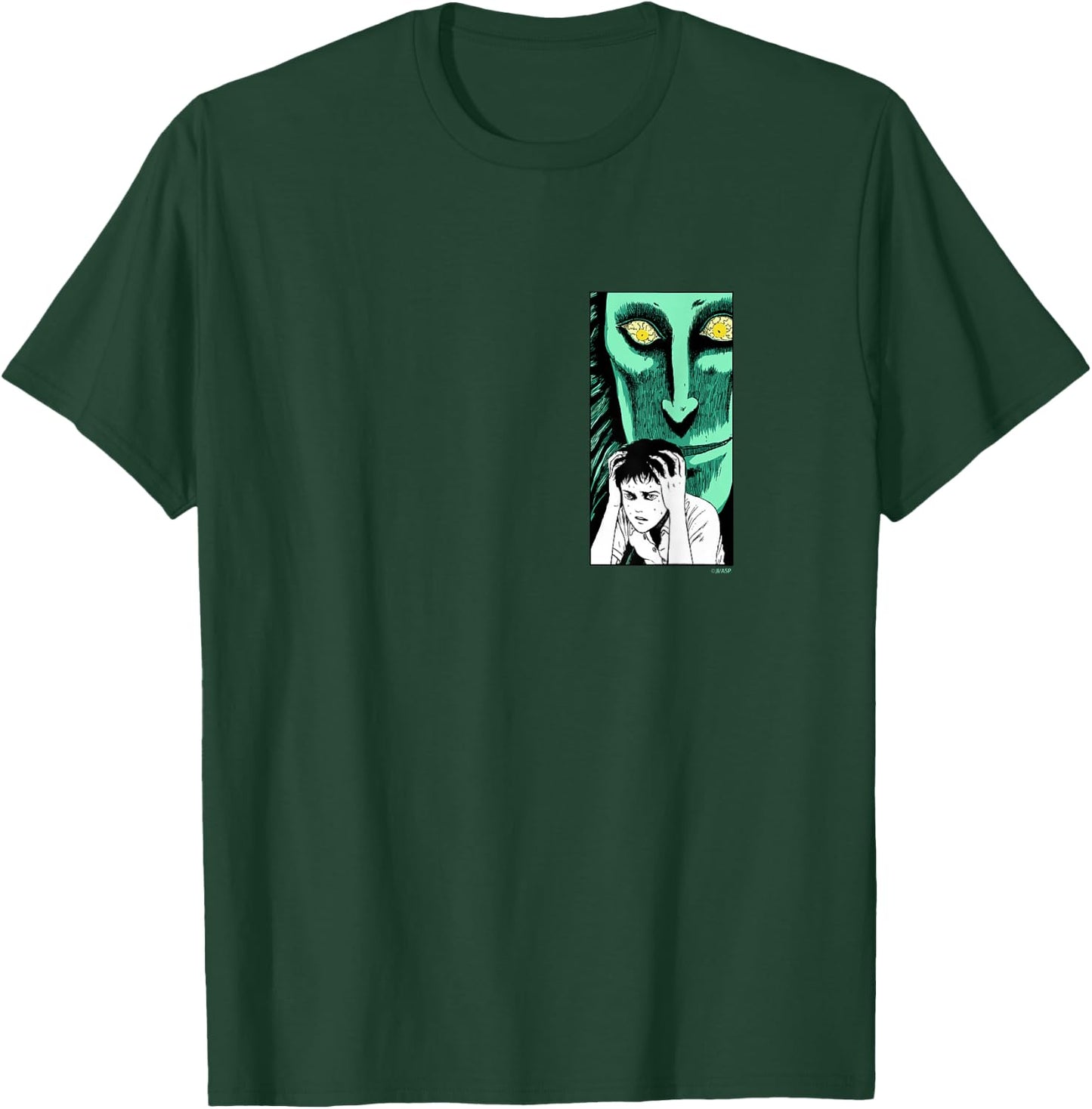 Junji Ito Men's Black Cotton Polyester Blend Short Sleeve Collarless Modern Classic Fit T-Shirt - T-Shirt | Forest