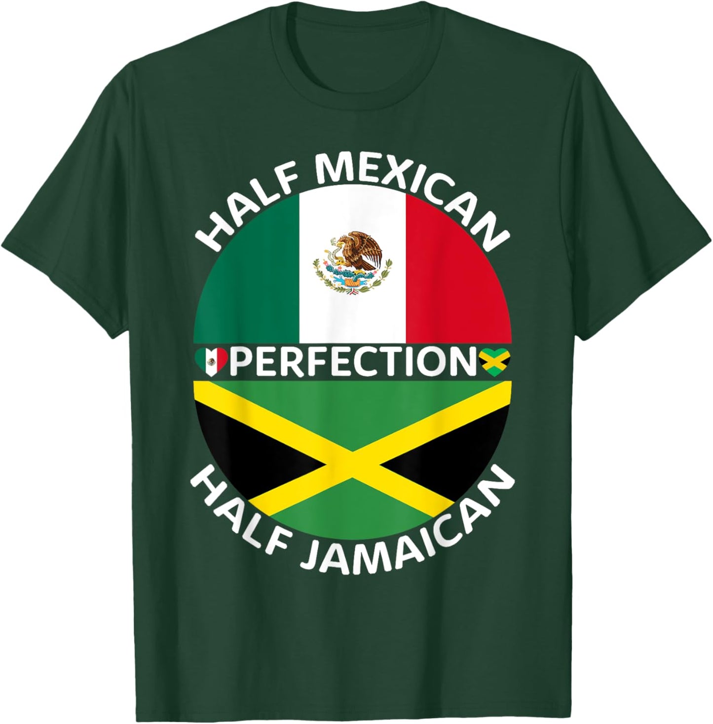 Half Mexican Half Jamaican Mexico Jamaica Flag Men Women T-Shirt - T-Shirt | Forest