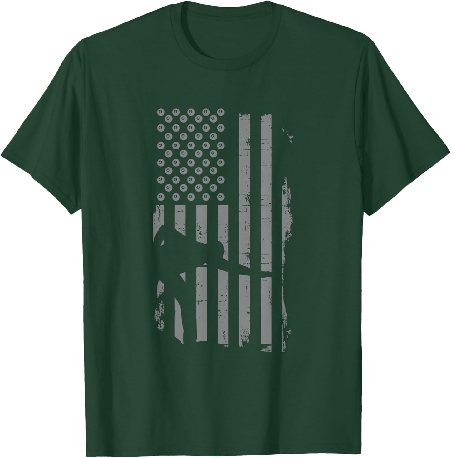 Retro American Flag Billiard Gift Pool Shooting Player T-Shirt - T-Shirt | Forest