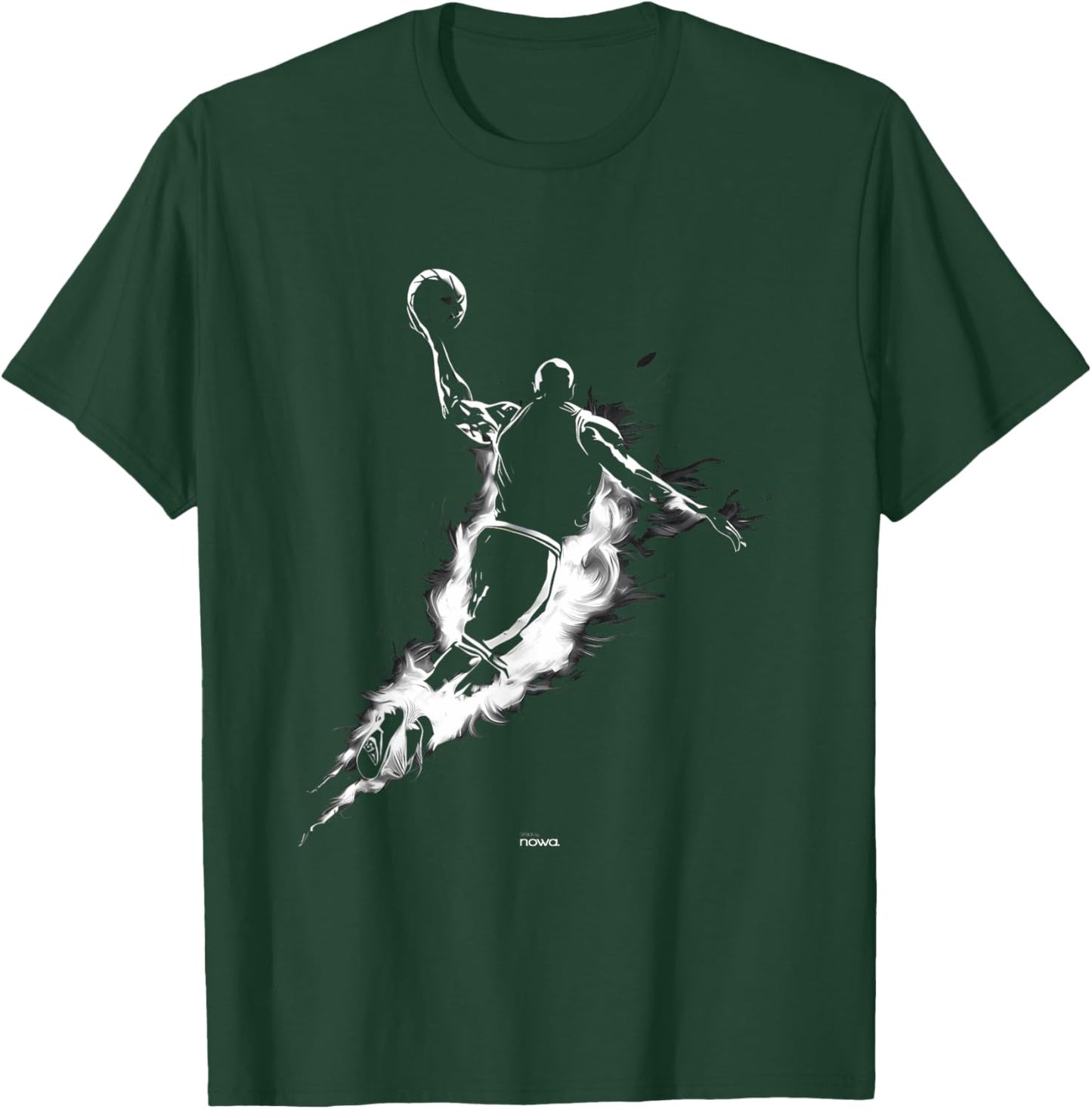 Basketball Hoop Jumping Flying Player Ready for Slam Dunk T-Shirt - T-Shirt | Forest