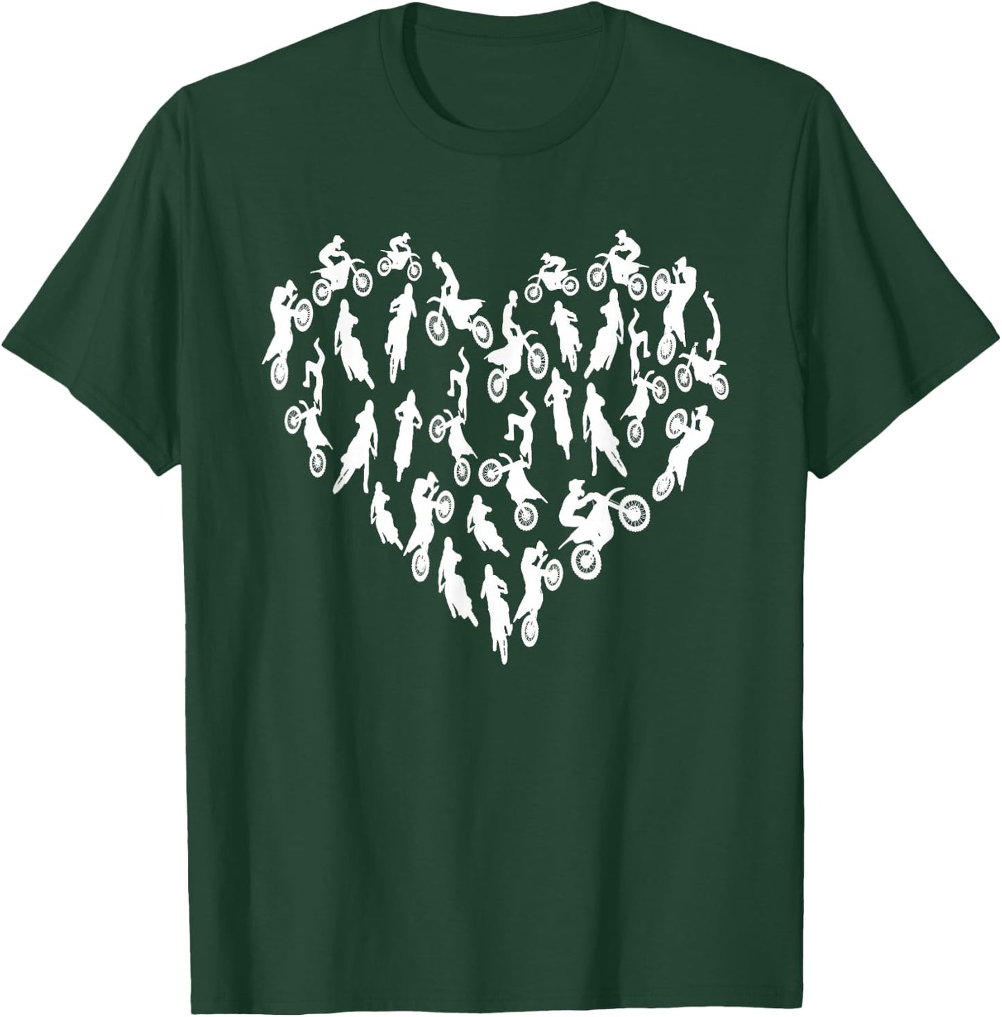 Motocross Heart - Valentines Day Hearts Dirt Bike Motocross T-Shirt - T-Shirt | Forest