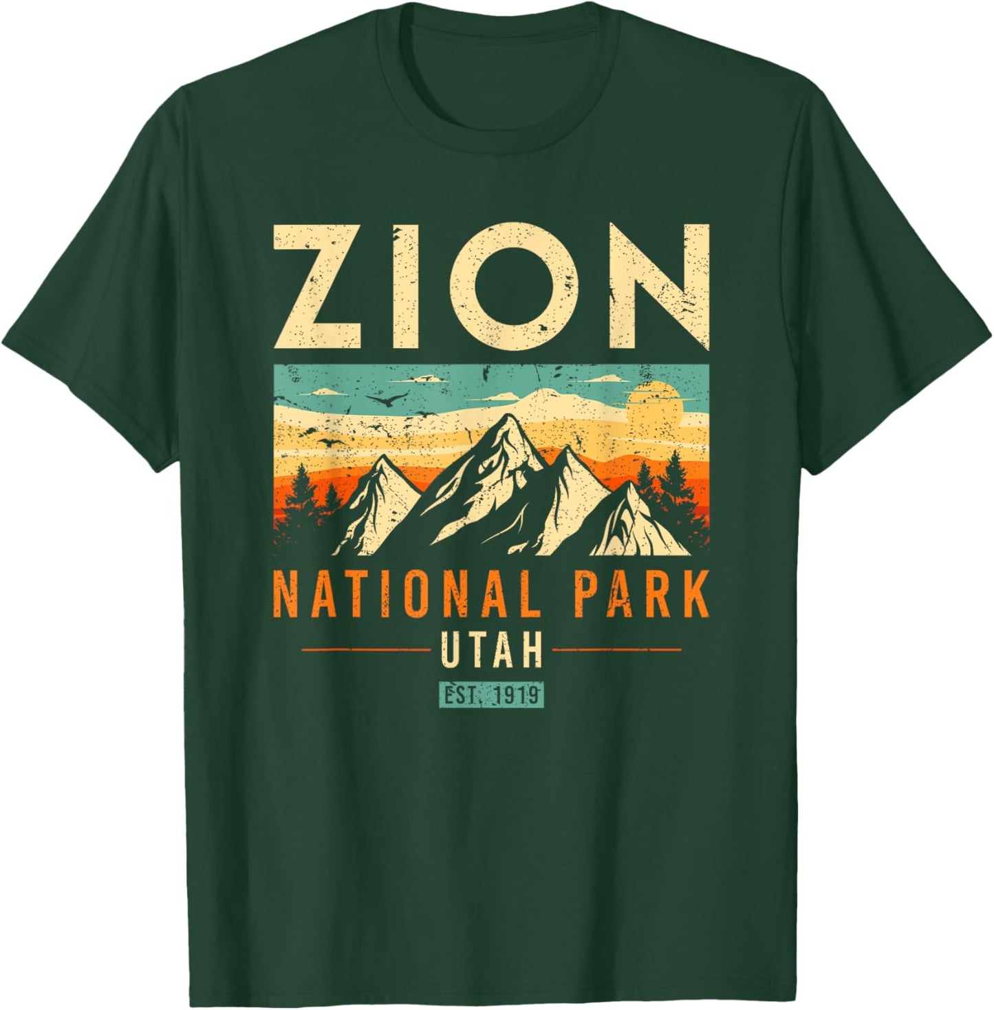 Zion Est 1919 Utah Vintage Retro National Park T-Shirt - T-Shirt | Forest