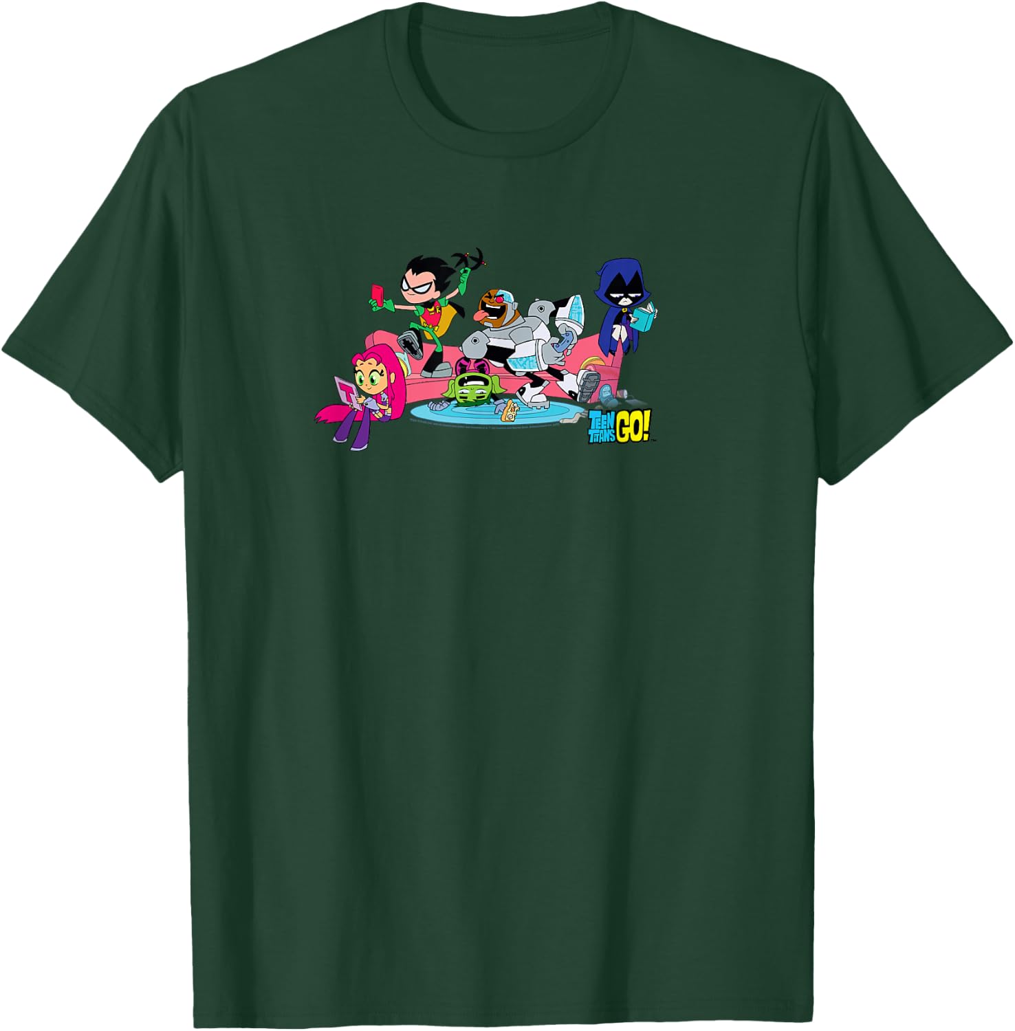 DC Comics Teen Titans Go! Group Shot Sofa Chill Session T-Shirt - T-Shirt | Forest