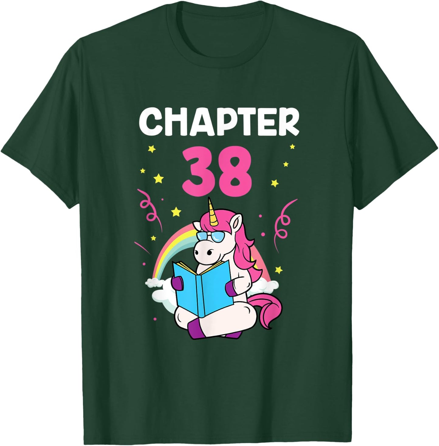 Chapter 38 38th Birthday Party Thirty Eight Years Unicorn T-Shirt - T-Shirt | Forest