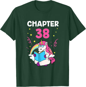 Chapter 38 38th Birthday Party Thirty Eight Years Unicorn T-Shirt - T-Shirt | Forest
