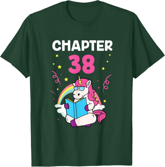 Chapter 38 38th Birthday Party Thirty Eight Years Unicorn T-Shirt - T-Shirt | Forest