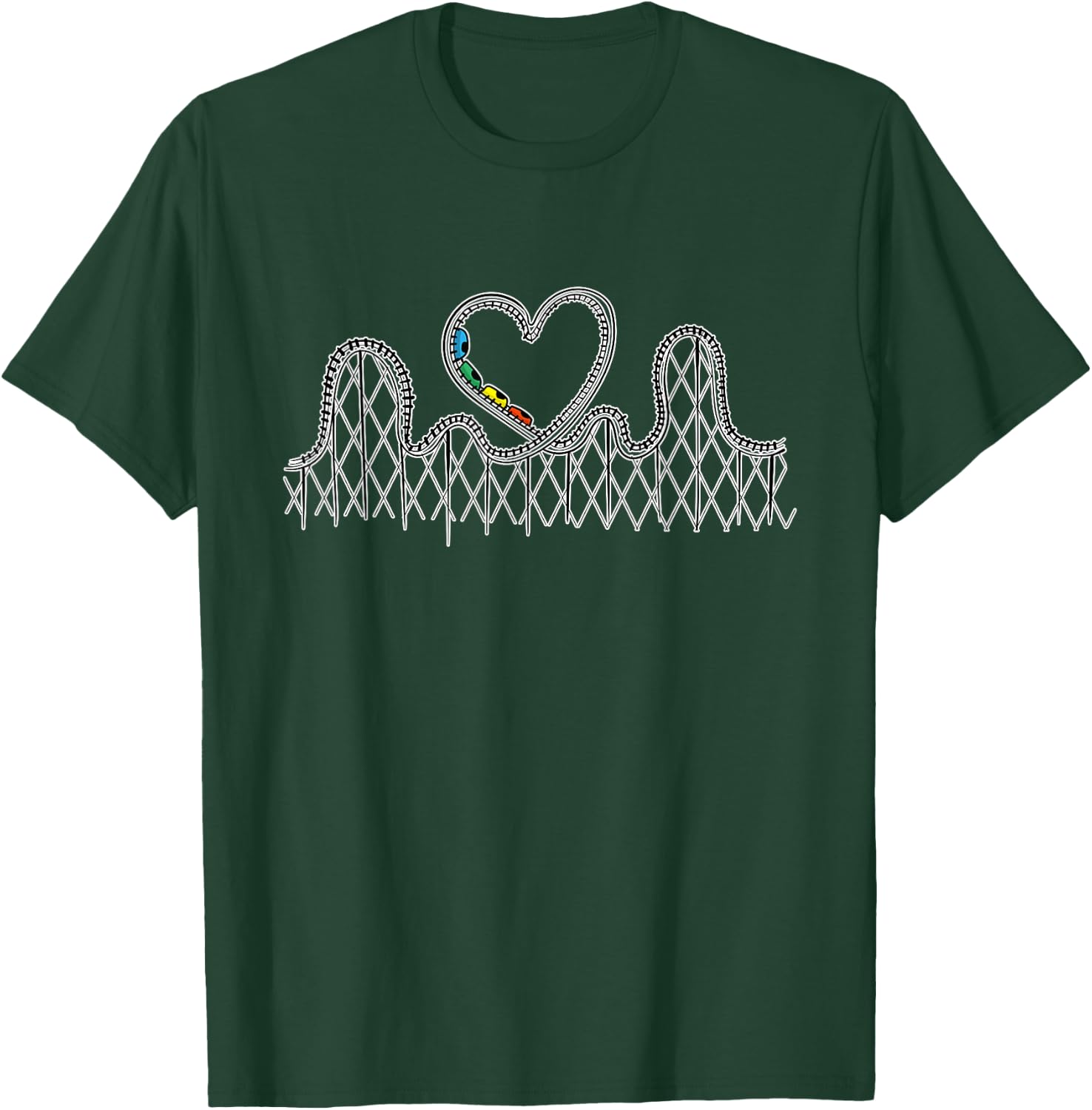Rollercoaster Lover Gift Rollercoaster Thrilling Heart Gifts T-Shirt - T-Shirt | Forest