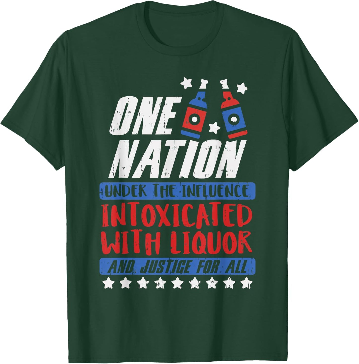 One Nation Liquor Funny USA 4th Of July Party Drinking Team T-Shirt - T-Shirt | Forest