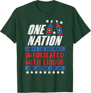 One Nation Liquor Funny USA 4th Of July Party Drinking Team T-Shirt - T-Shirt | Forest