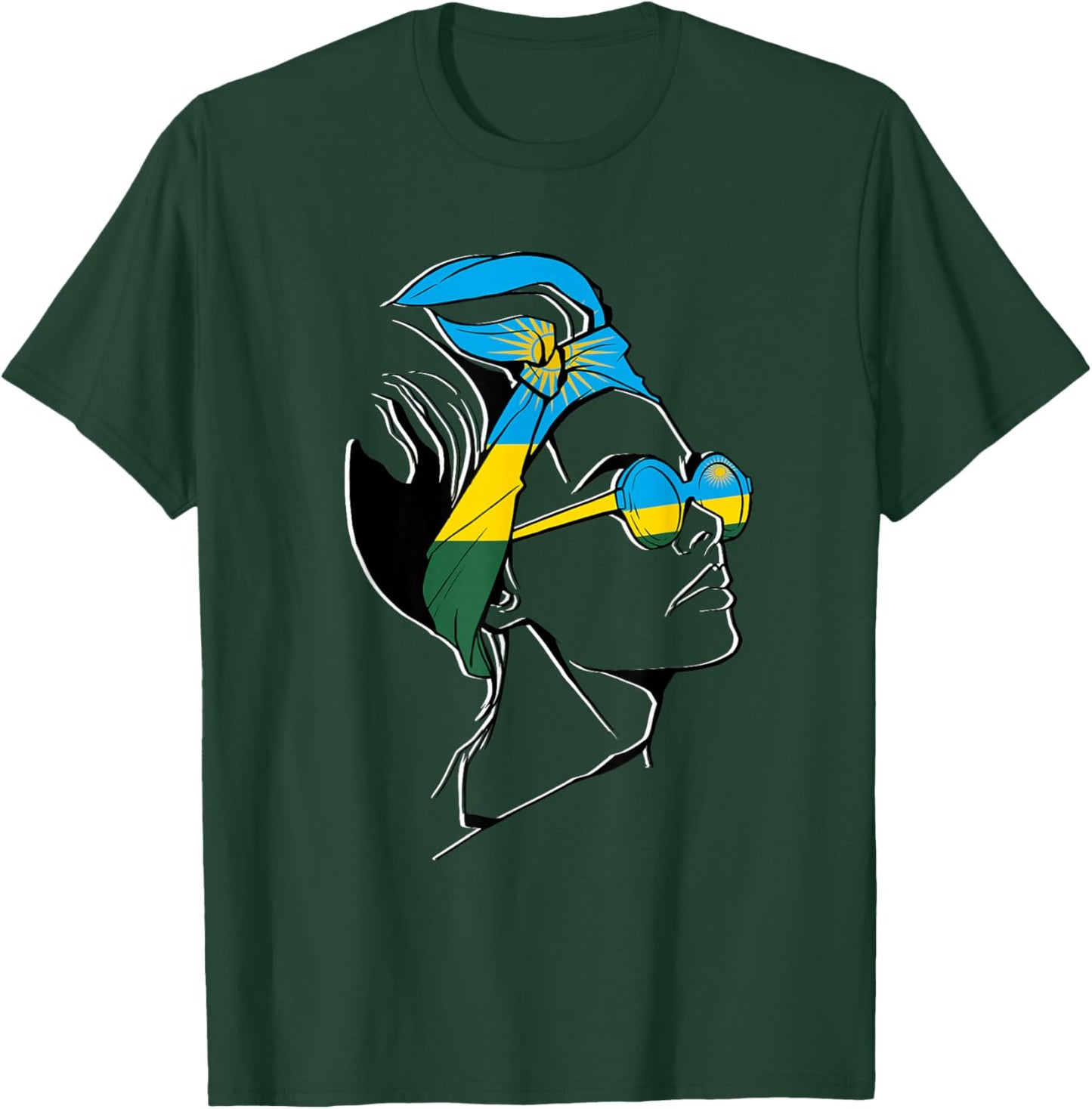 Rwanda Flag Woman Headscarf Rwandan Pride Rwandan Roots T-Shirt - T-Shirt | Forest