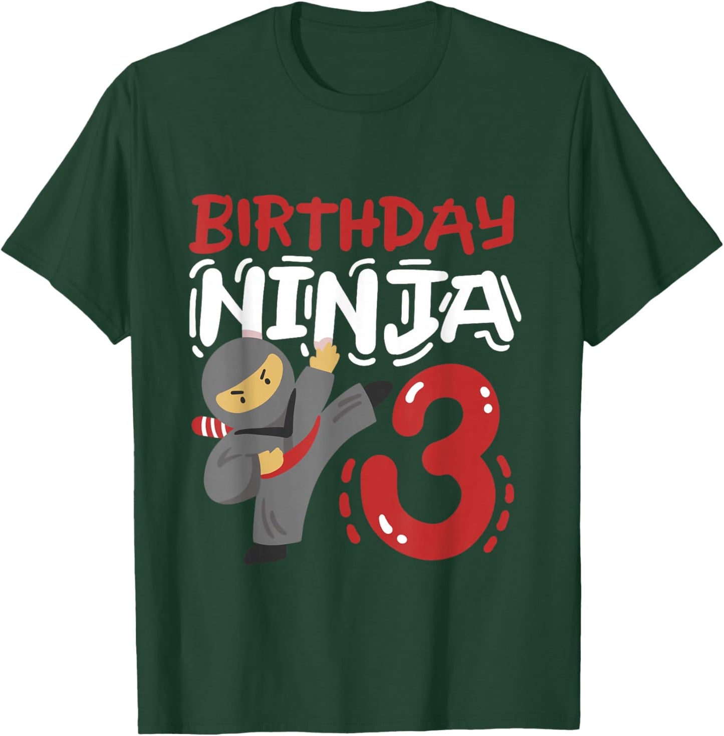 Birthday Ninja 3 Years Old Karate Kids 3rd Birthday Boys T-Shirt - T-Shirt | Forest