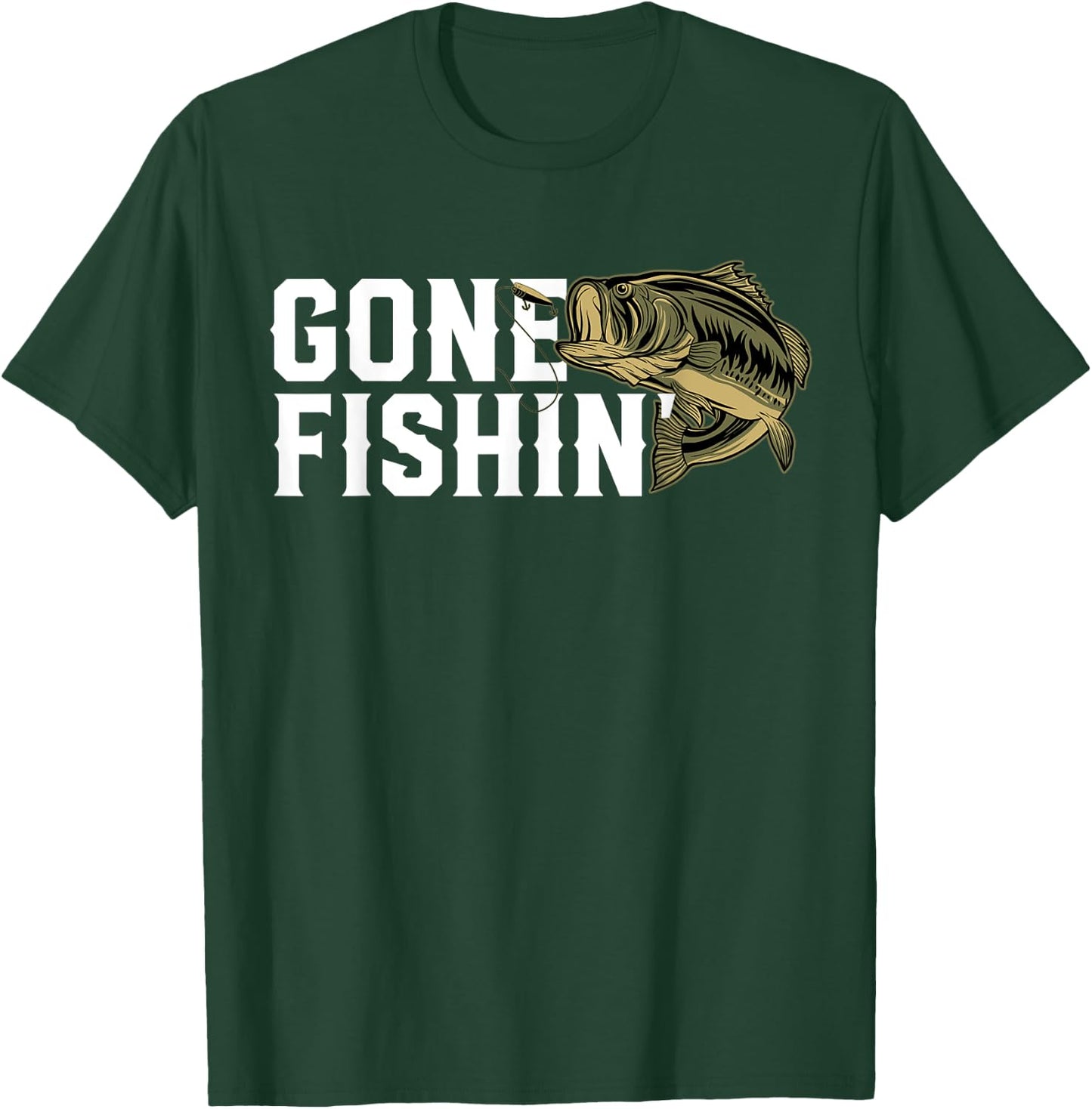 Gone Fishin Funny Largemouth Bass Fishing Gift Fisherman T-Shirt - T-Shirt | Forest