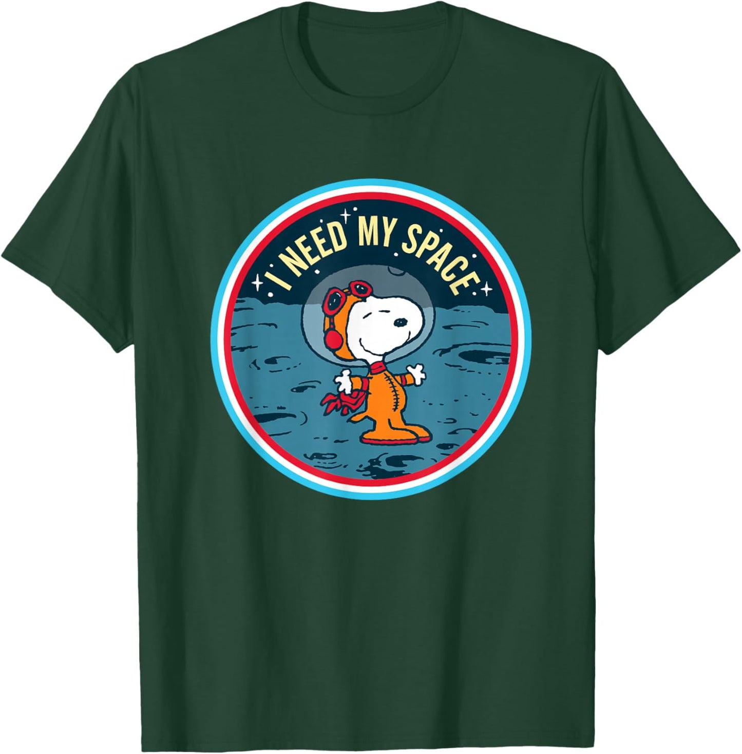 Peanuts Snoopy on the Moon I Need My Space , Blue, S T-Shirt - T-Shirt | Forest