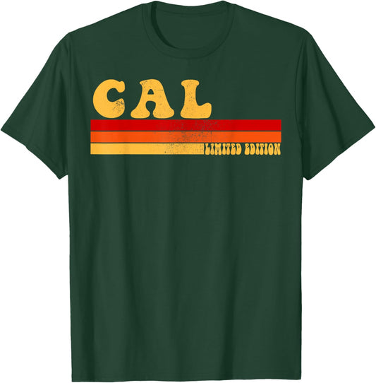AmaStyle Co. CAL Name Personalized Idea Men Retro Vintage CAL , Small, Black T-Shirt - T-Shirt | Forest
