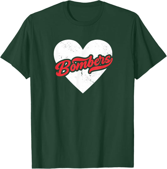 Vintage Bombers High School Go Bombers Pride Heart T-Shirt - T-Shirt | Forest
