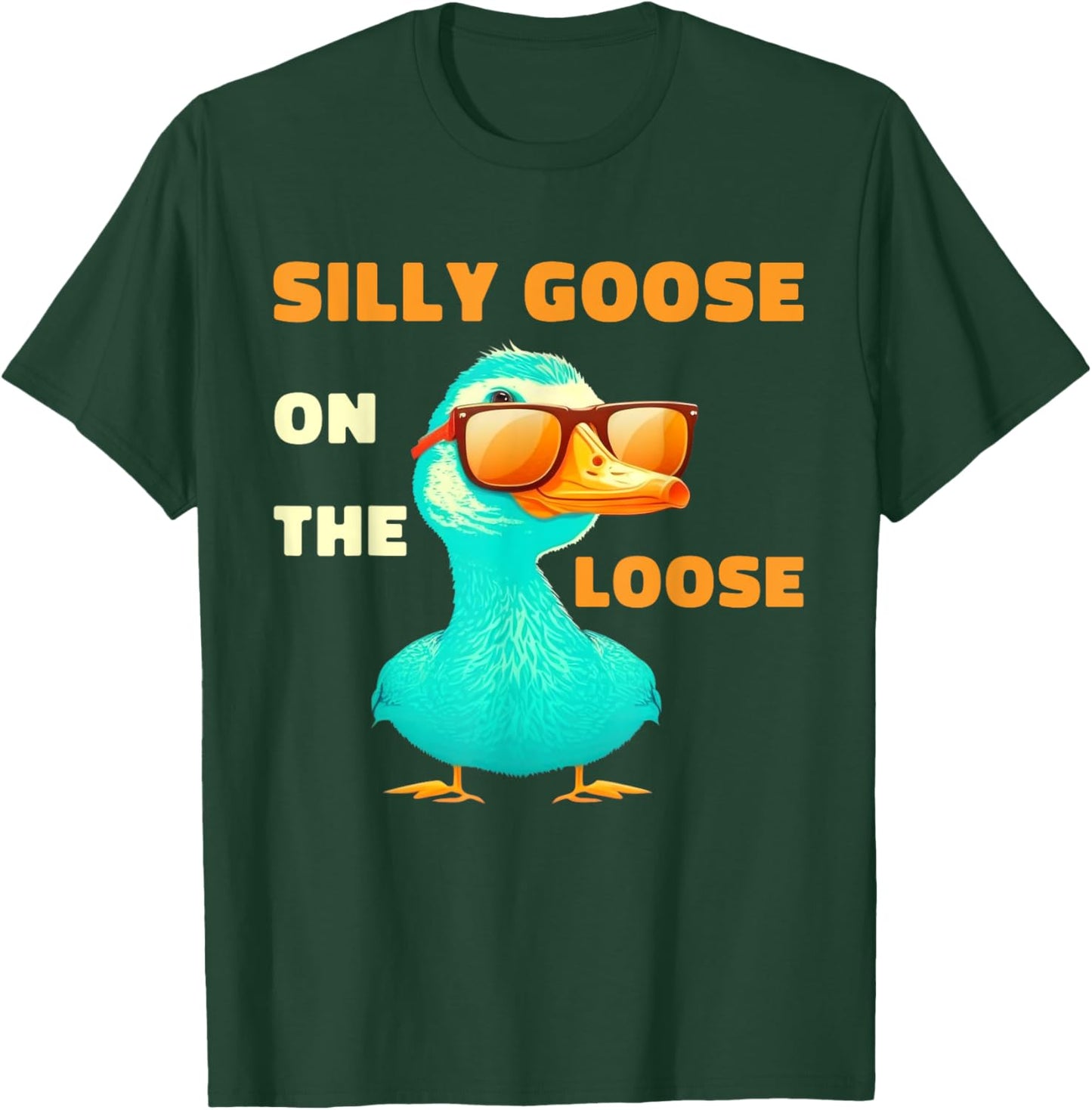 Silly Goose On The Loose Funny Cute Bird Lover Boys Girls T-Shirt - T-Shirt | Forest