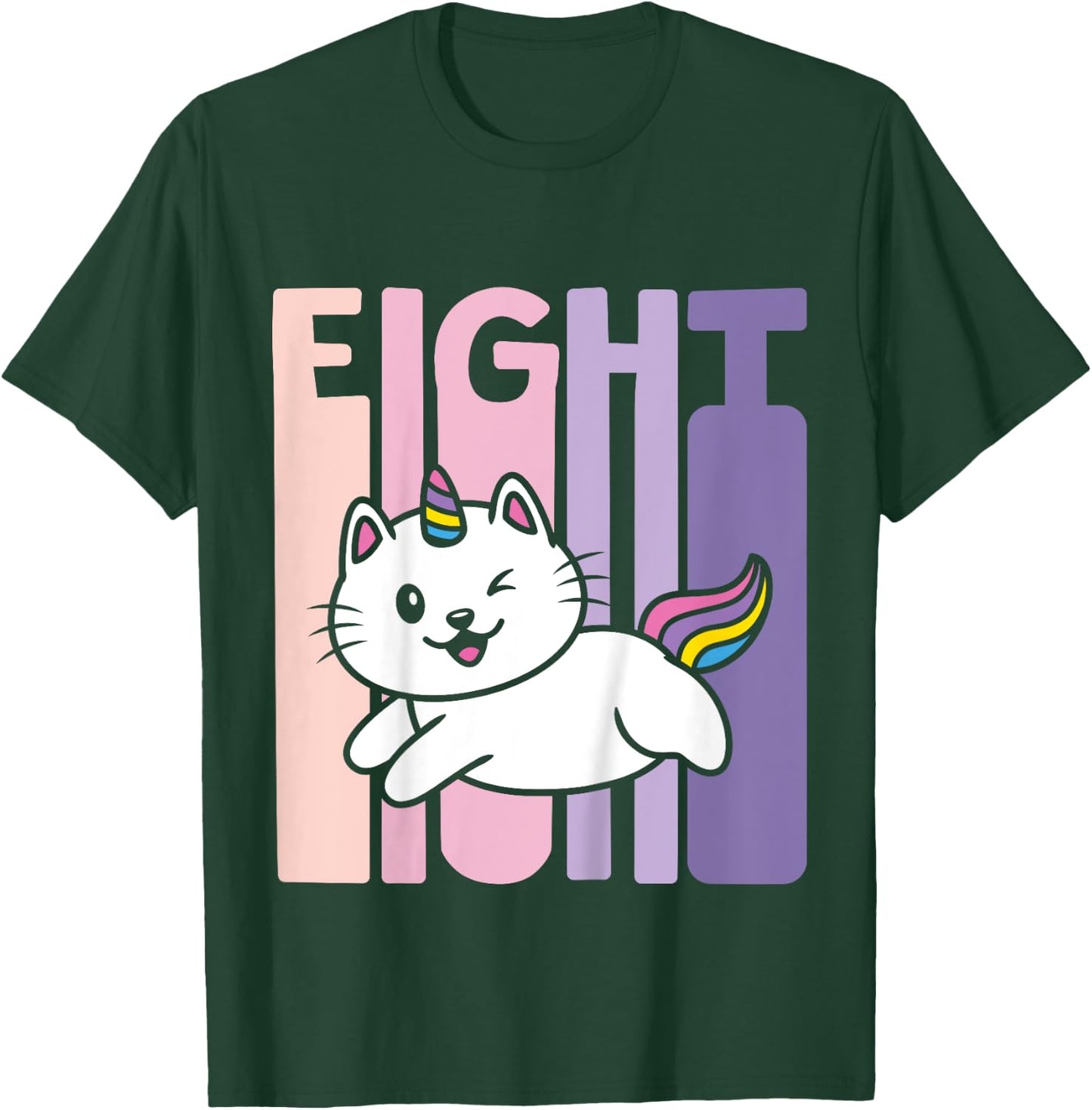 8 Year Old Cute Caticorn Cat Unicorn Birthday Girl B-day T-Shirt - T-Shirt | Forest