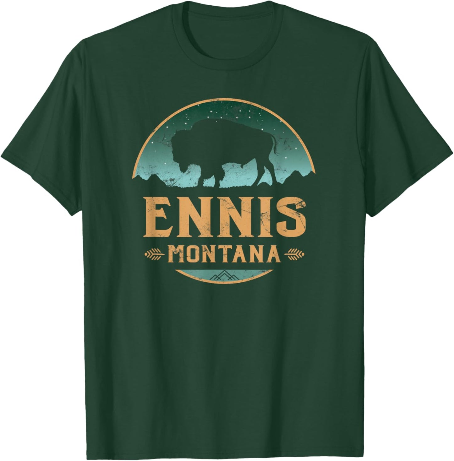 Ennis Montana MT Buffalo Bison T-Shirt - T-Shirt | Forest