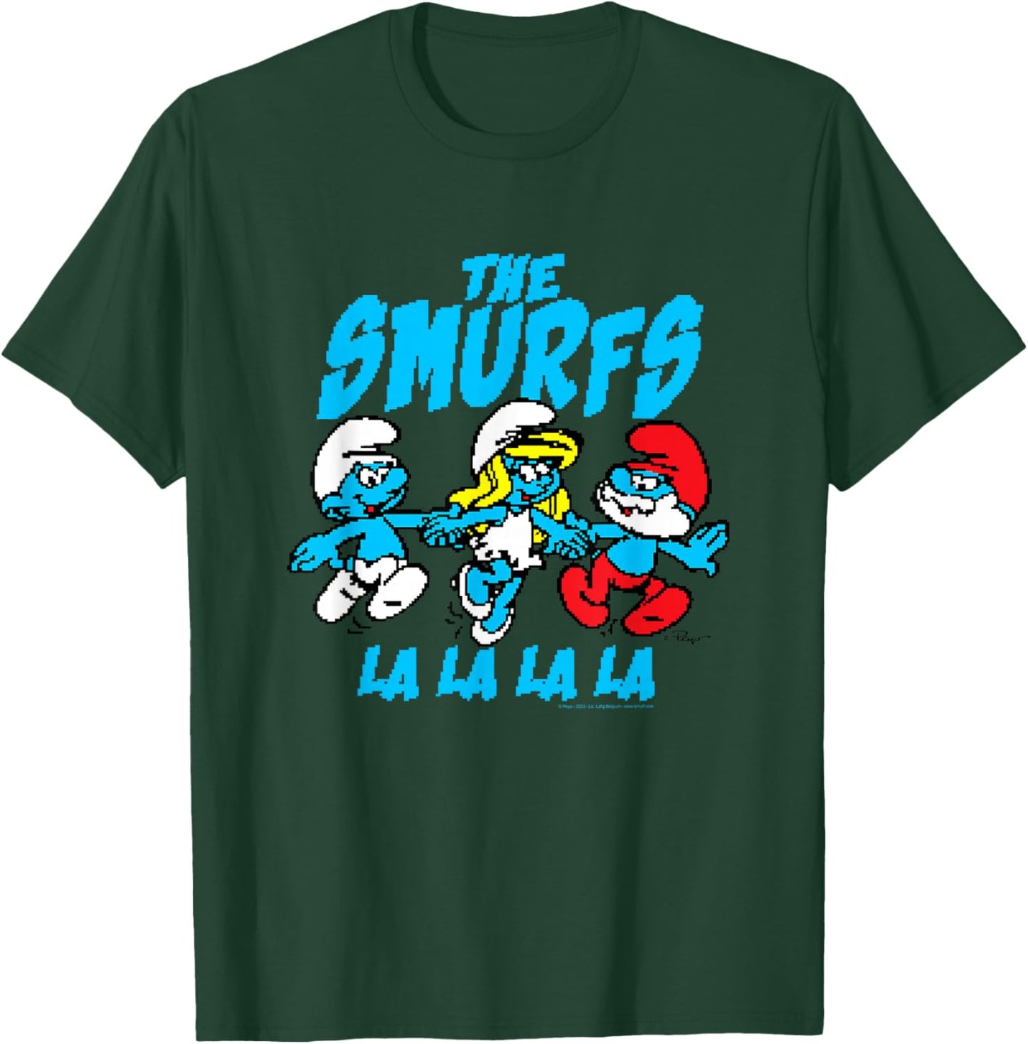 The Smurfs Pixelated Smurfs Retro Cartoon T-Shirt - T-Shirt | Forest