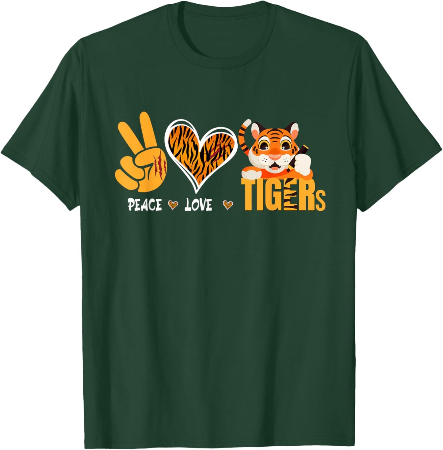 Tiger Wild Animal Peace Love Tigers Jungle Safari Zookeeper T-Shirt - T-Shirt | Forest