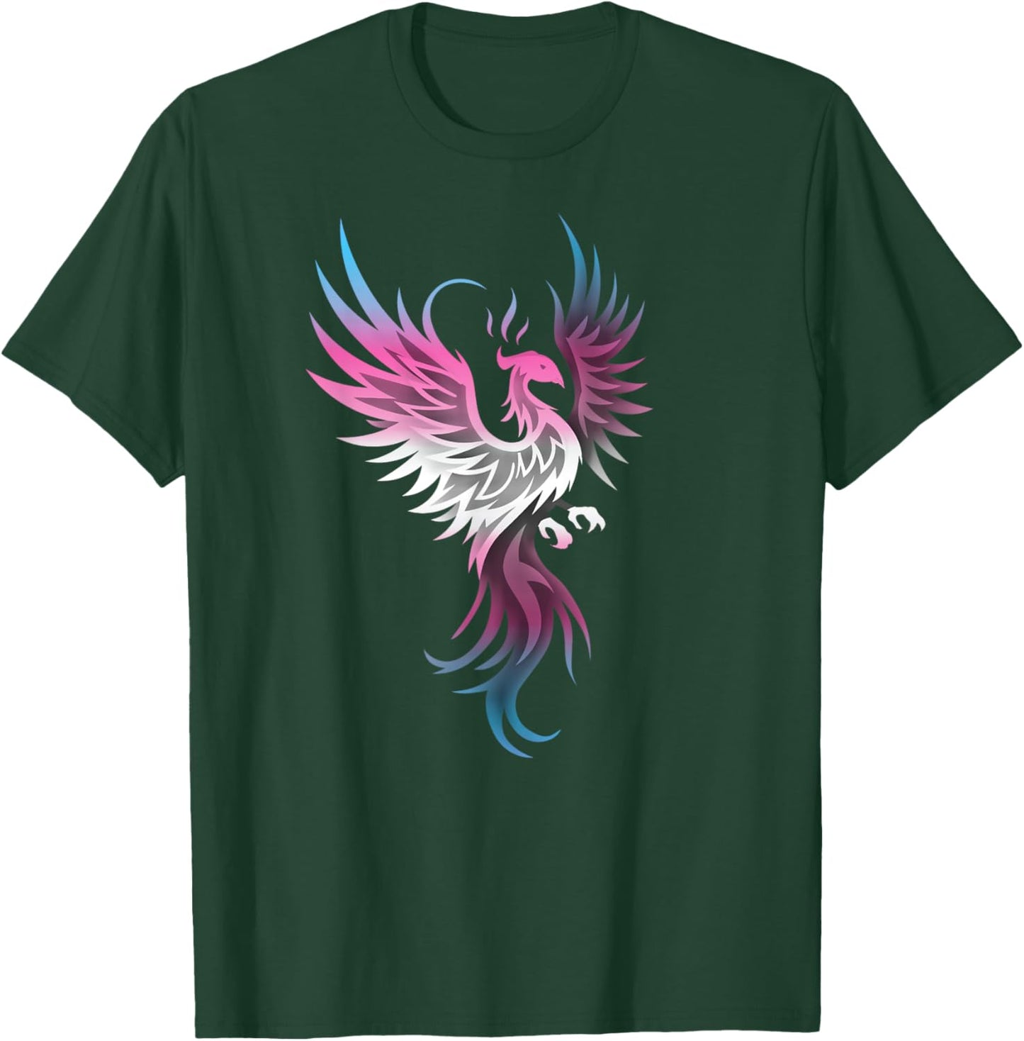 Transgender Phoenix Bird Trans Pride Flag Rising From Ashes T-Shirt - T-Shirt | Forest