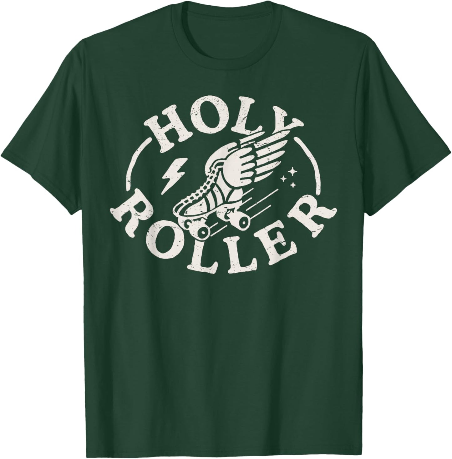 Holy Roller Skating Skater Skate Shoes Retro Vintage 70s/80s T-Shirt - T-Shirt | Forest
