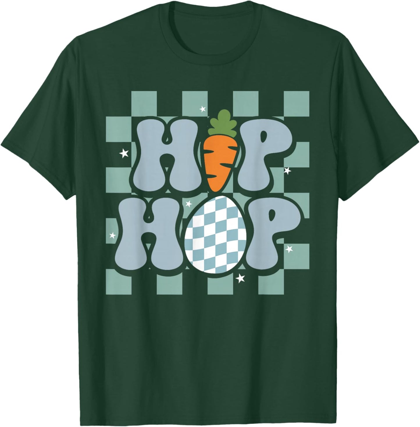 Hip Hop Easter Shirt Women Girls Leopard Print Plaid Bunny T-Shirt - T-Shirt | Forest